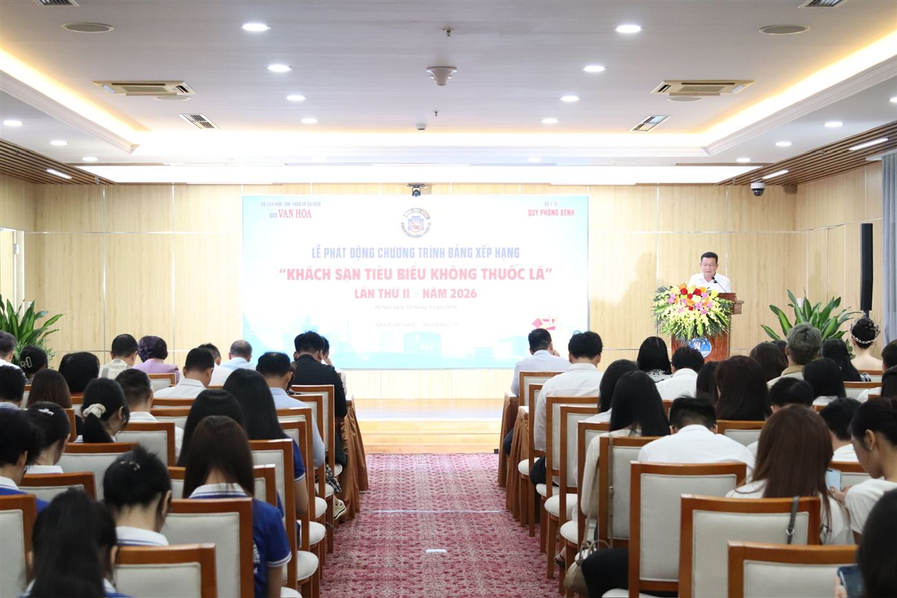 Phát động Bảng xếp hạng “Khách sạn tiêu biểu không thuốc lá” lần thứ II năm 2026
